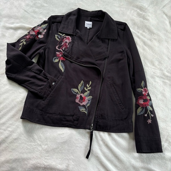 Kensie moto style embroidered jacket black - Picture 5 of 9